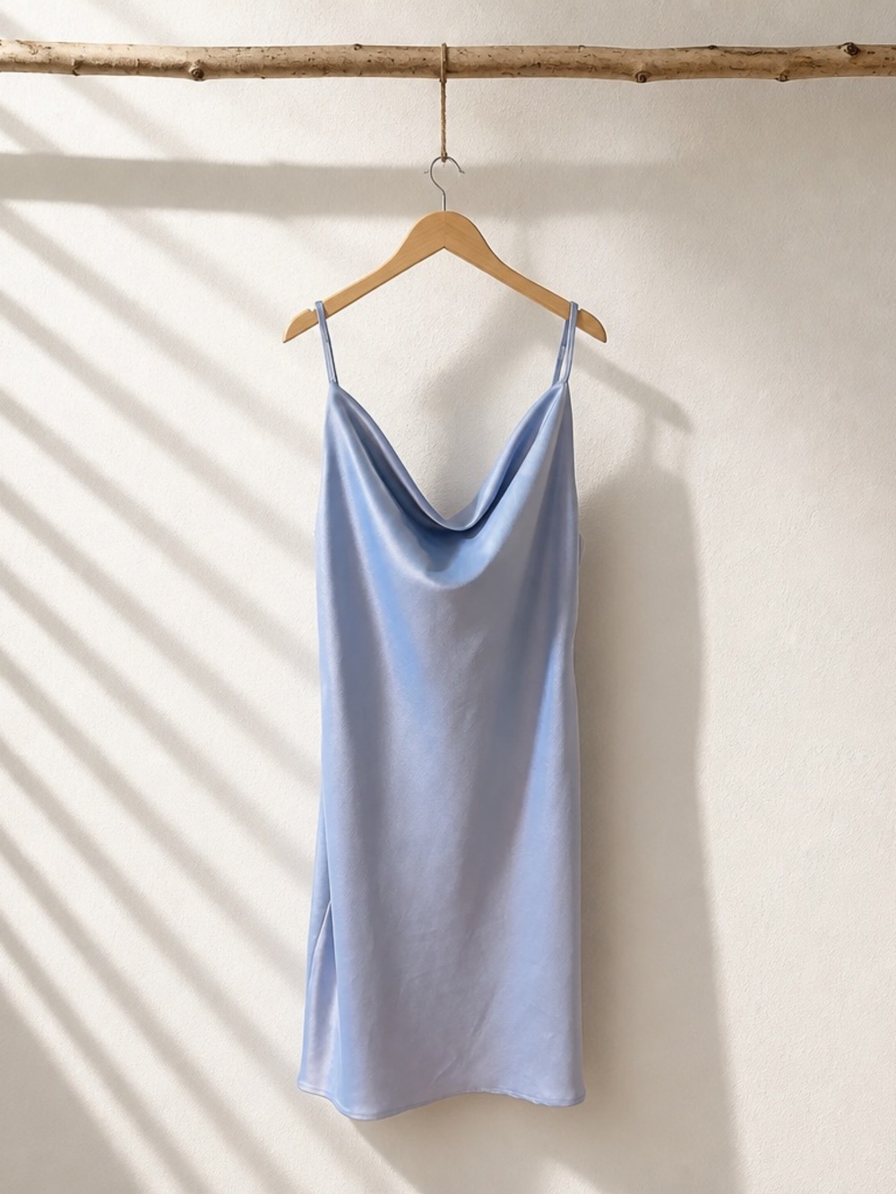 Urban Outfitters Satin Cowl Slip Dress in Pale Blue